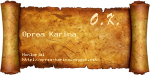Oprea Karina névjegykártya
